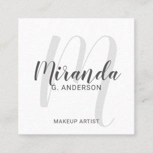 Modern Script Monogram and Name Square Business Card