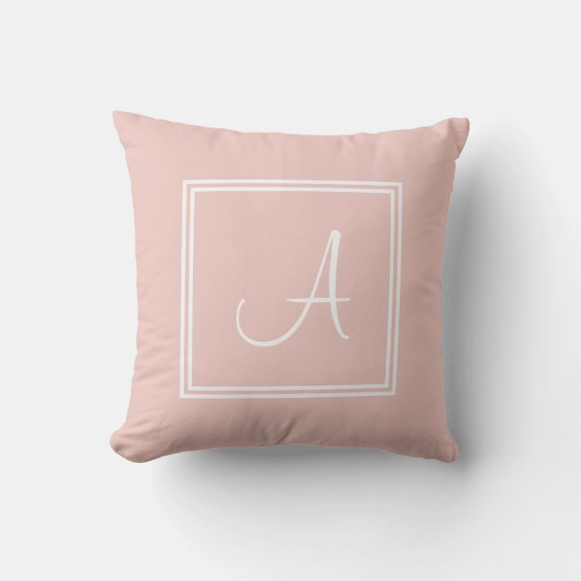 Modern Script Monogram Elegant Blush Pink Template Cushion (Front)
