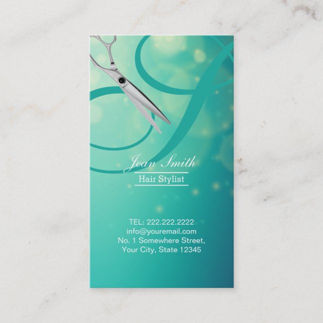 Modern Script Monogram Elegant Hair Stylist Business Card (Front)