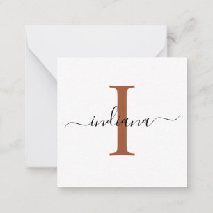 Modern Script Monogram Hand-Lettered Black and Tan Card