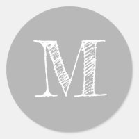 Modern Script Monogram Initial Grey Label