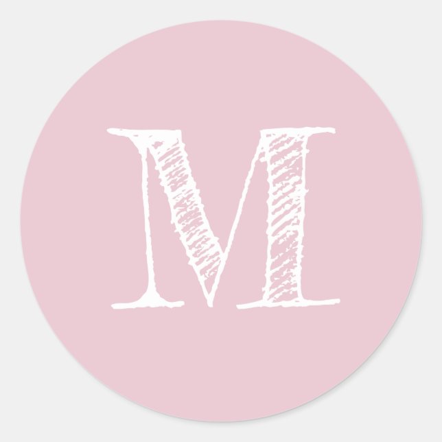 Modern Script Monogram Initial Parfait Pink Classic Round Sticker (Front)