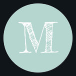Modern Script Monogram Initial Pastel Blue Label<br><div class="desc">Chic,  modern and simple pastel blue label with your monogram in white elegant script. Exclusively designed for you by Happy Dolphin Studio. If you need any help or matching products please contact us at happydolphinstudio@outlook.com.</div>