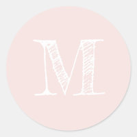 Modern Script Monogram Initial Pastel Pink Label
