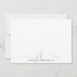Modern Script Monogram Initials Minimal Grey Card