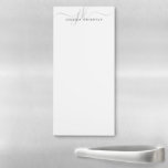 Modern Script Monogram Initials Silver Grey Magnetic Notepad<br><div class="desc">Personalised, minimalist modern magnetic back notepad with simple calligraphy style script initials or monogram and name in silver and grey. CHANGES: The text font style, colour, size and placement can be changed by clicking EDIT in the PERSONALIZE section for a custom look. ASSISTANCE: For help with design modification or personalisation,...</div>