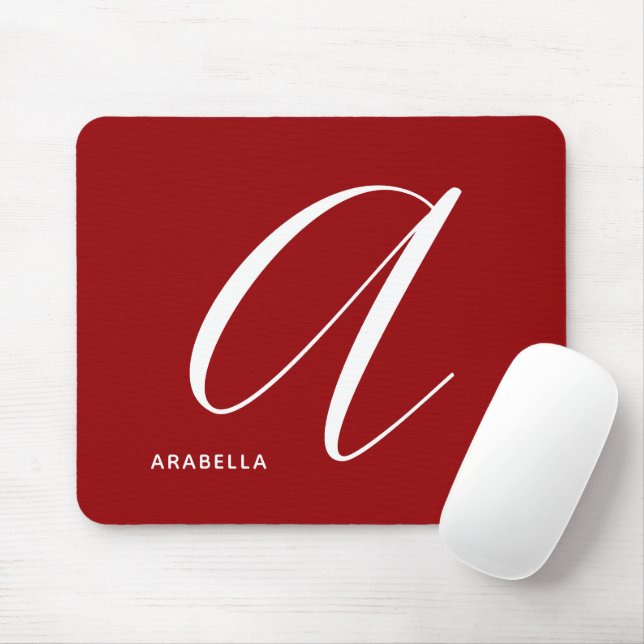 Modern Script Monogram Letter A Red Mouse Pad (With Mouse)