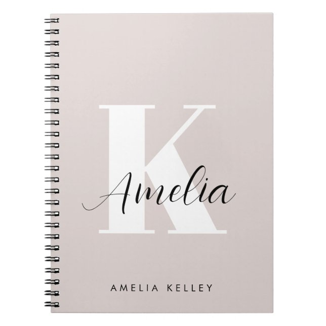 Modern Script Monogram Notebook (Front)