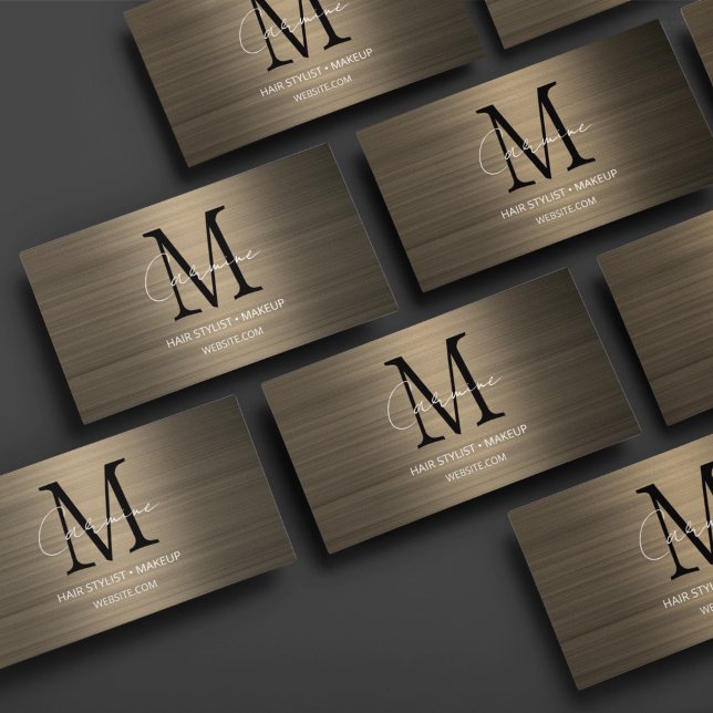 Modern Script Monogram Sepia Business Card (Creator Uploaded)