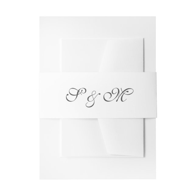 Modern Script Monogram Wedding Invitation Belly Band (Front Example)