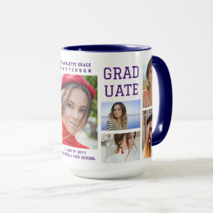 Modern Script Multi Photo Graduation Graduate Mug