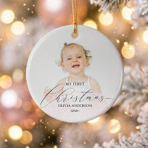 Modern Script My First Christmas Baby Photo
