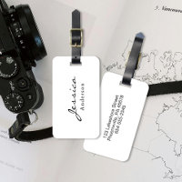Modern Script Name Address Luggage Tag