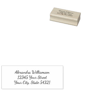 Modern Script Name Address Rubber Stamp
