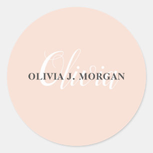 Modern script name logo professional  classic round sticker