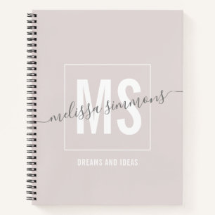 Modern script name monogram notebook