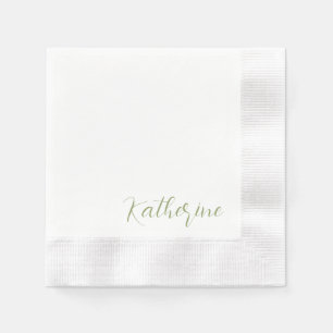 Modern Script Name Moss Green Shower Napkin