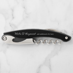Modern Script Name on Black Corkscrew