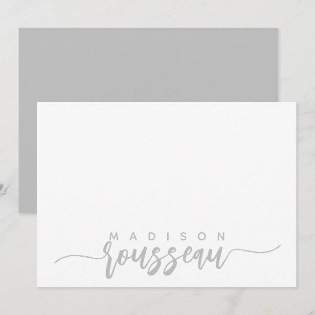 Modern Script Name Personalised Grey Card (Front/Back)