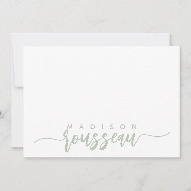 Modern Script Name Personalised Sage Green Card (Front)