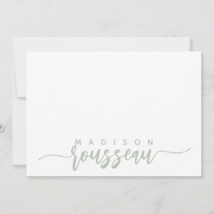 Modern Script Name Personalised Sage Green Card