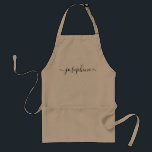 Modern script name personalised standard apron<br><div class="desc">Hosting a botanical, succulent workshop? How about a cooking class? Give out personalised aprons for your guests with an elegant font script type that will surely delight them. Have the talking about this sophisticated giveaway. Tip: to keep the long swashes at the end keep the small squares at the end...</div>