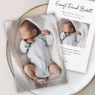 Modern Script Name Photo Baby Thank You Card