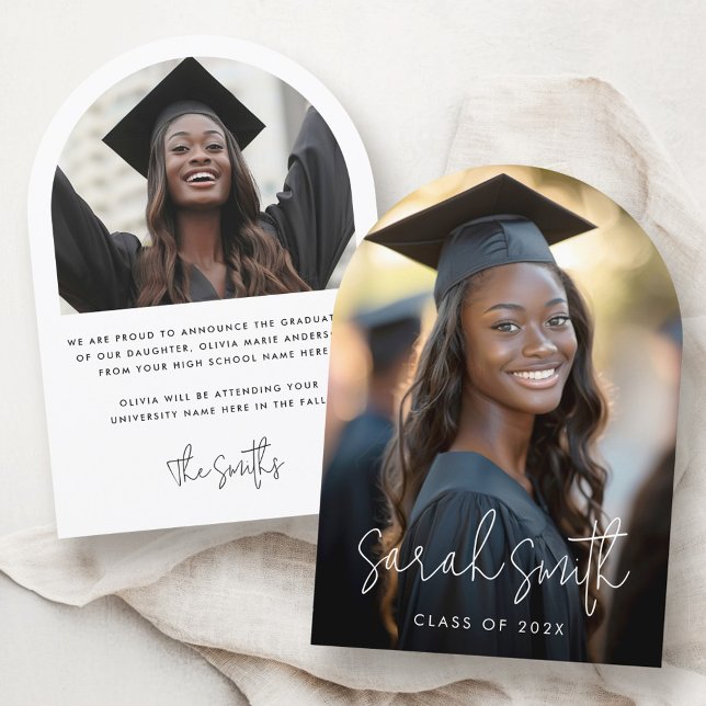 Modern script name photo graduation announcement (Modern script name photo graduation announcement)