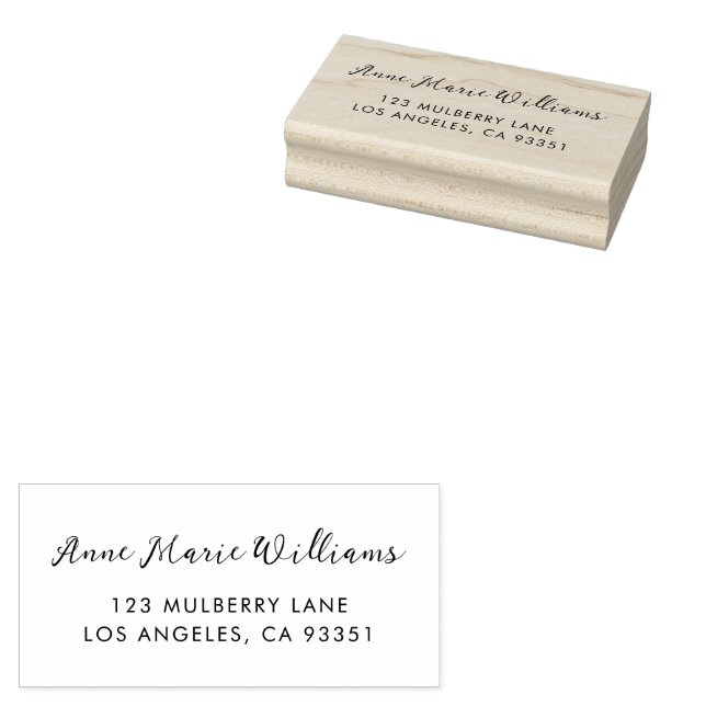 Modern Script Name Return Address Rubber Stamp (Stamped)