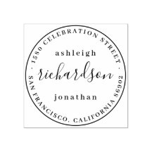 Modern Script Name Round Wedding Return Address