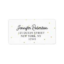 Modern Script Name White & Gold Dots Address