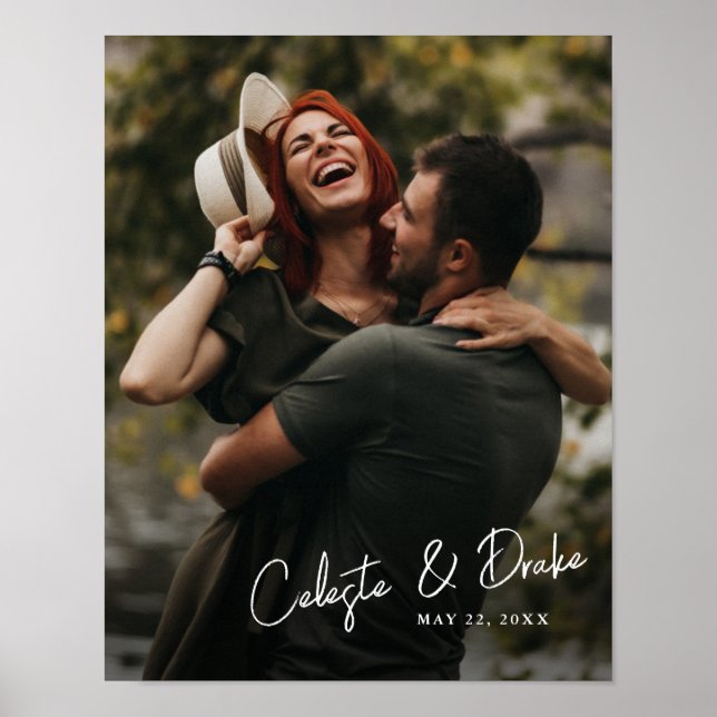 Modern Script Names Couples Photo Poster (Front)
