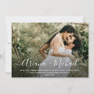 Modern Script Names Custom Photo Wedding  Invitation