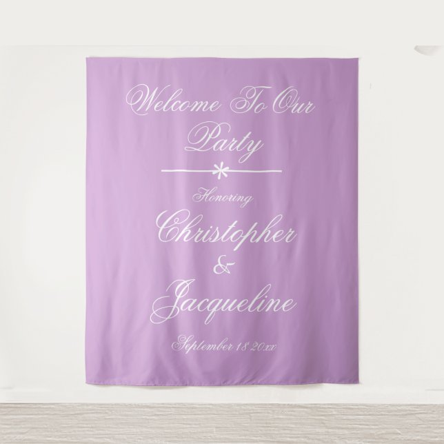 Modern Script Names Photobooth Party Backdrop  Tapestry (Front)