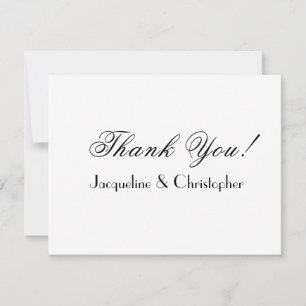 Modern Script Names Simple Chic White Wedding  Thank You Card