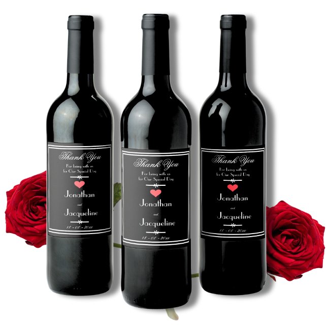 Modern Script Names Thank You Wedding  Wine Label (Modern Script Names Thank You Wedding Wine Labels.)