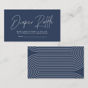 Modern script navy blue baby shower diaper raffle card