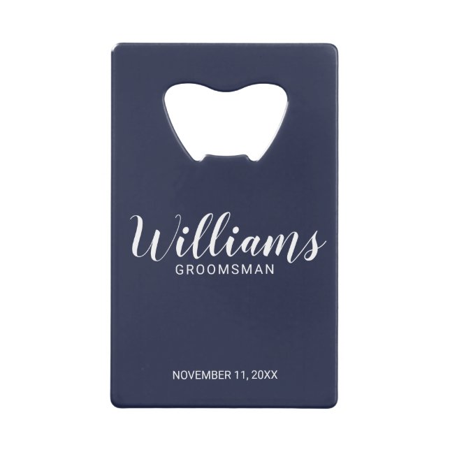 Modern Script Navy Blue Personalised Groomsmen (Front)