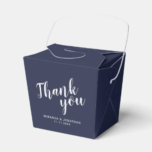 Modern Script Navy Blue Wedding Favour Box