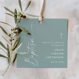 Modern Script Neutral Baptism Thank You Favour Tags