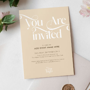 Modern Script Neutral Beige Business Event Gala Invitation