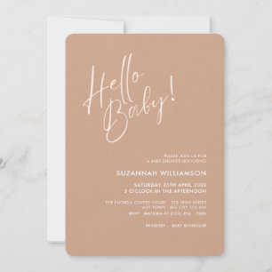 Modern Script Neutral Boho Baby Shower Invitation