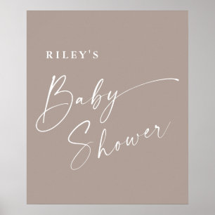Modern Script Neutral Elegant Baby Shower Poster