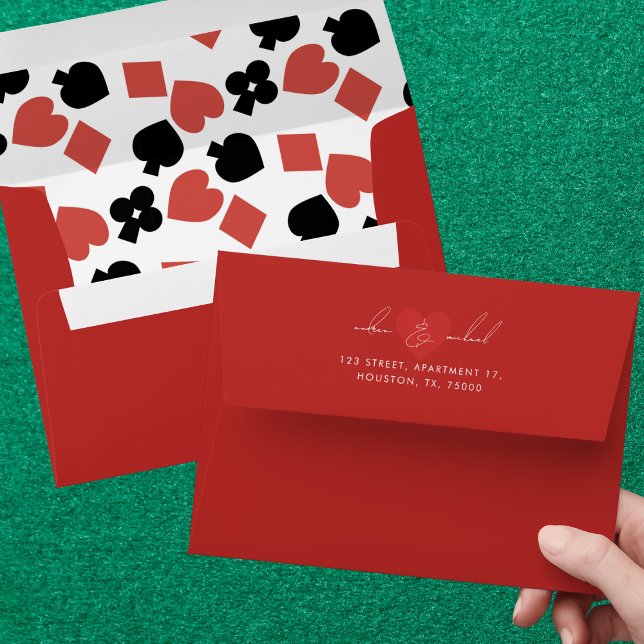 Modern Script Nevada Vegas Casino Red Wedding Envelope (Creator Uploaded)