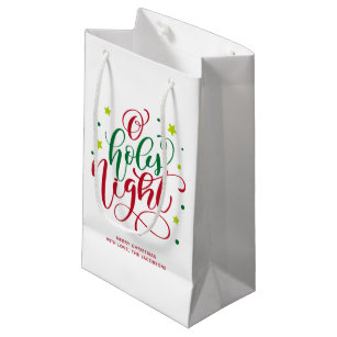 Modern Script O Holy Night Christmas Small Gift Bag