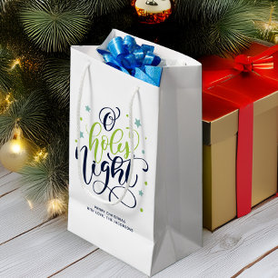 Modern Script O Holy Night Christmas Small Gift Bag