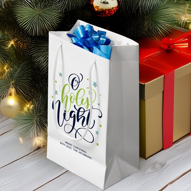 Modern Script O Holy Night Christmas Small Gift Bag (Creator Uploaded)