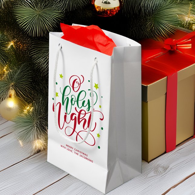 Modern Script O Holy Night Christmas Small Gift Bag (Creator Uploaded)