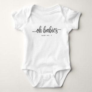 Modern Script Oh Babies Mutliples Romper Baby Bodysuit