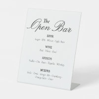 Modern Script Open Bar Event Pedestal Sign